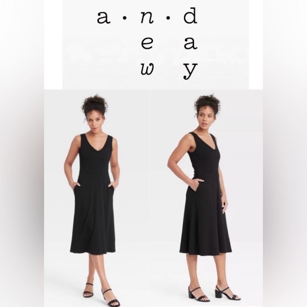A NEW DAY Women’s A-Line Dress Black Stretch V Neck LBD Sleeveless Size XS
